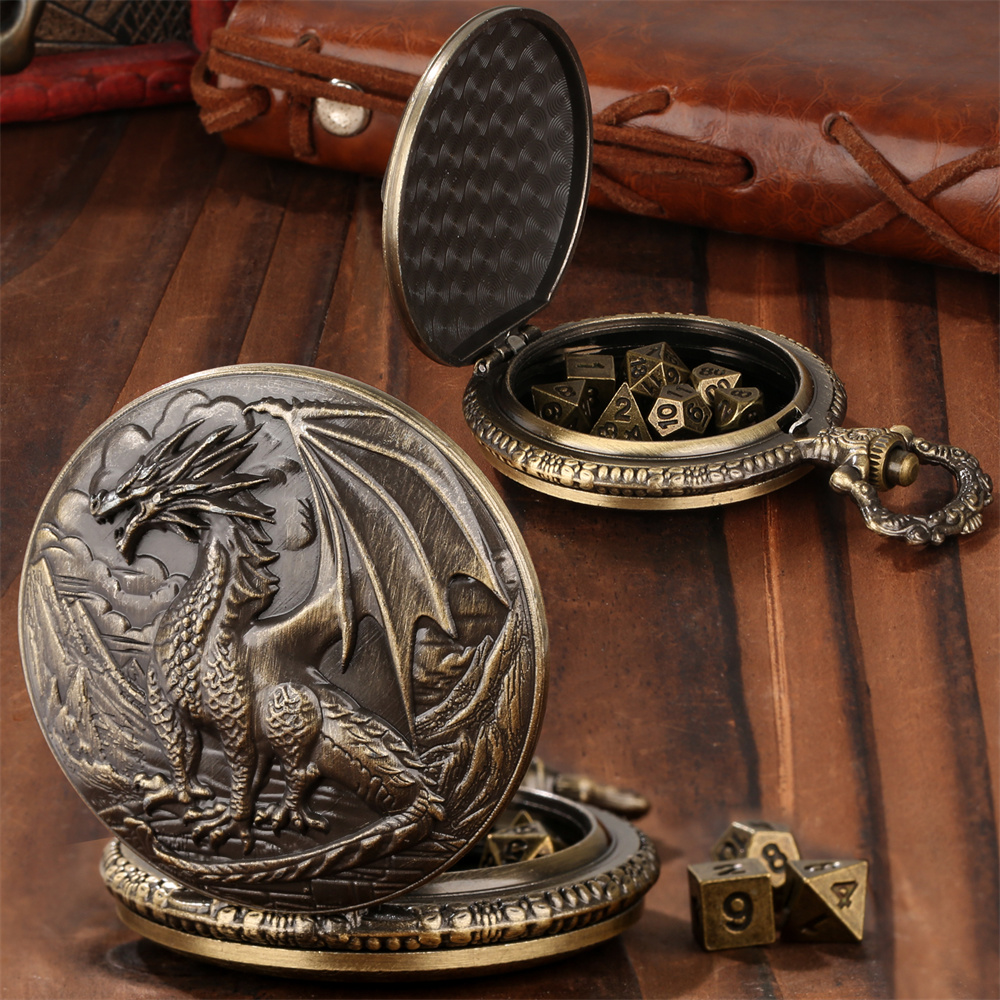 Vintage Pocket Watch - Vintage Metal Dragon Pocket Watch Case