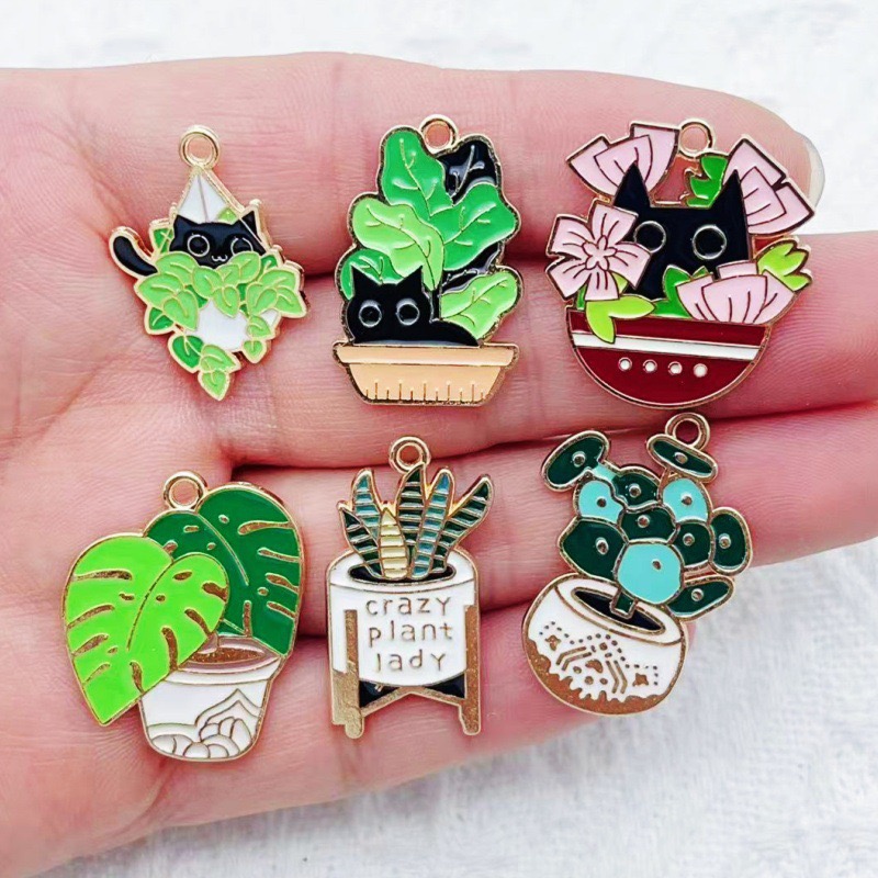 Jewelry & Watches Spółka Z Ograniczoną Odpowiedzialnością Sp Z Oo - 10pcs Cactus Plant Oil Drop Alloy