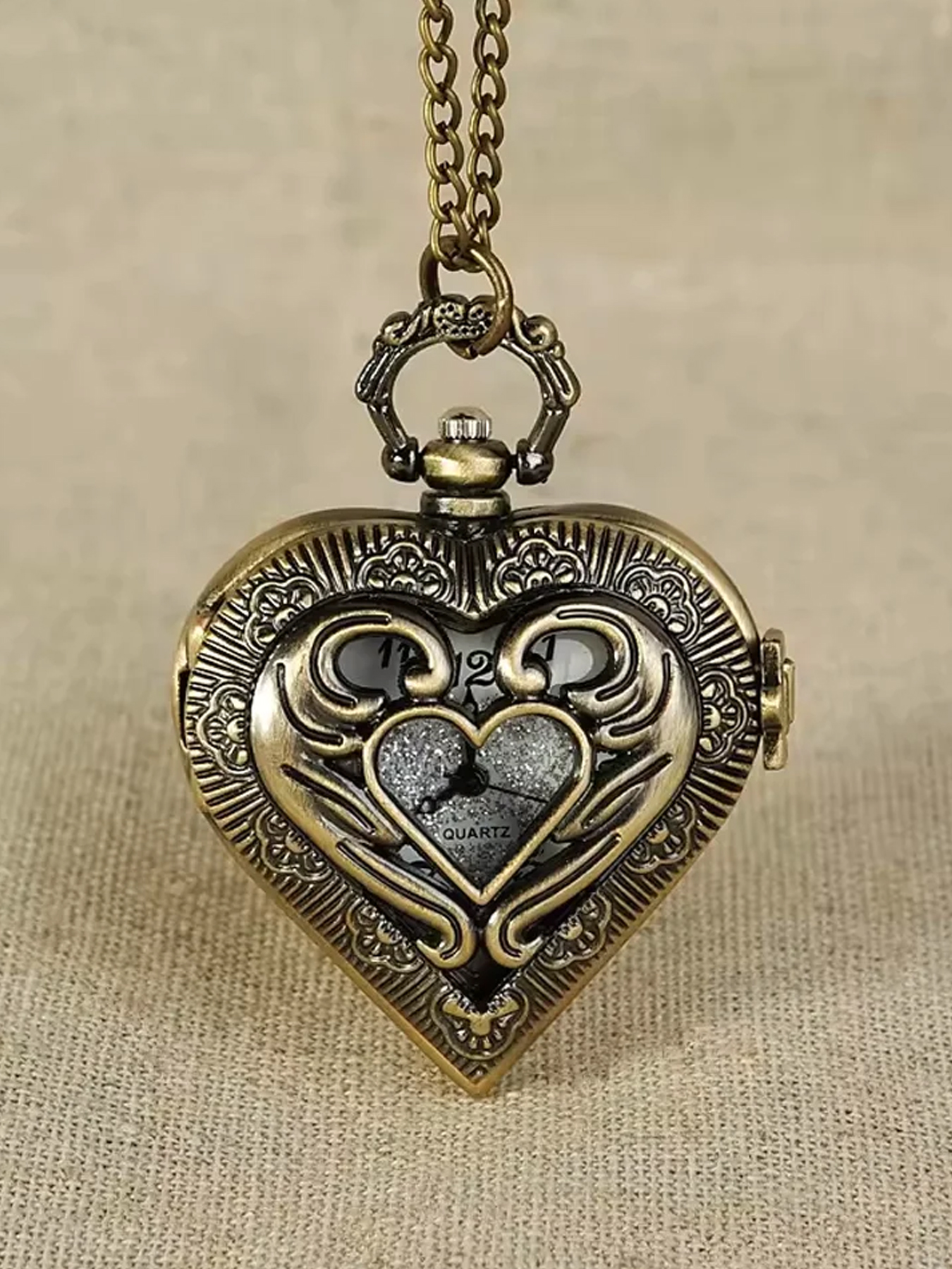 Vintage Pocket Watch - Vintage hollowed out heart-shaped pocket watch