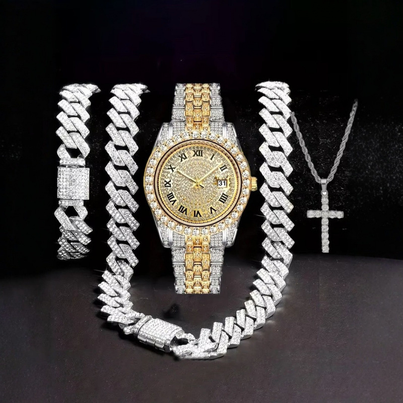 4-in-1 Hip Hop Jewelry Set for - Jewelry Watch Making 评论和价格