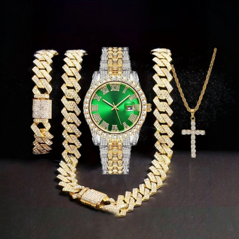 4-in-1 Hip Hop Jewelry Set for - Jewelry Watch Making 评论和价格