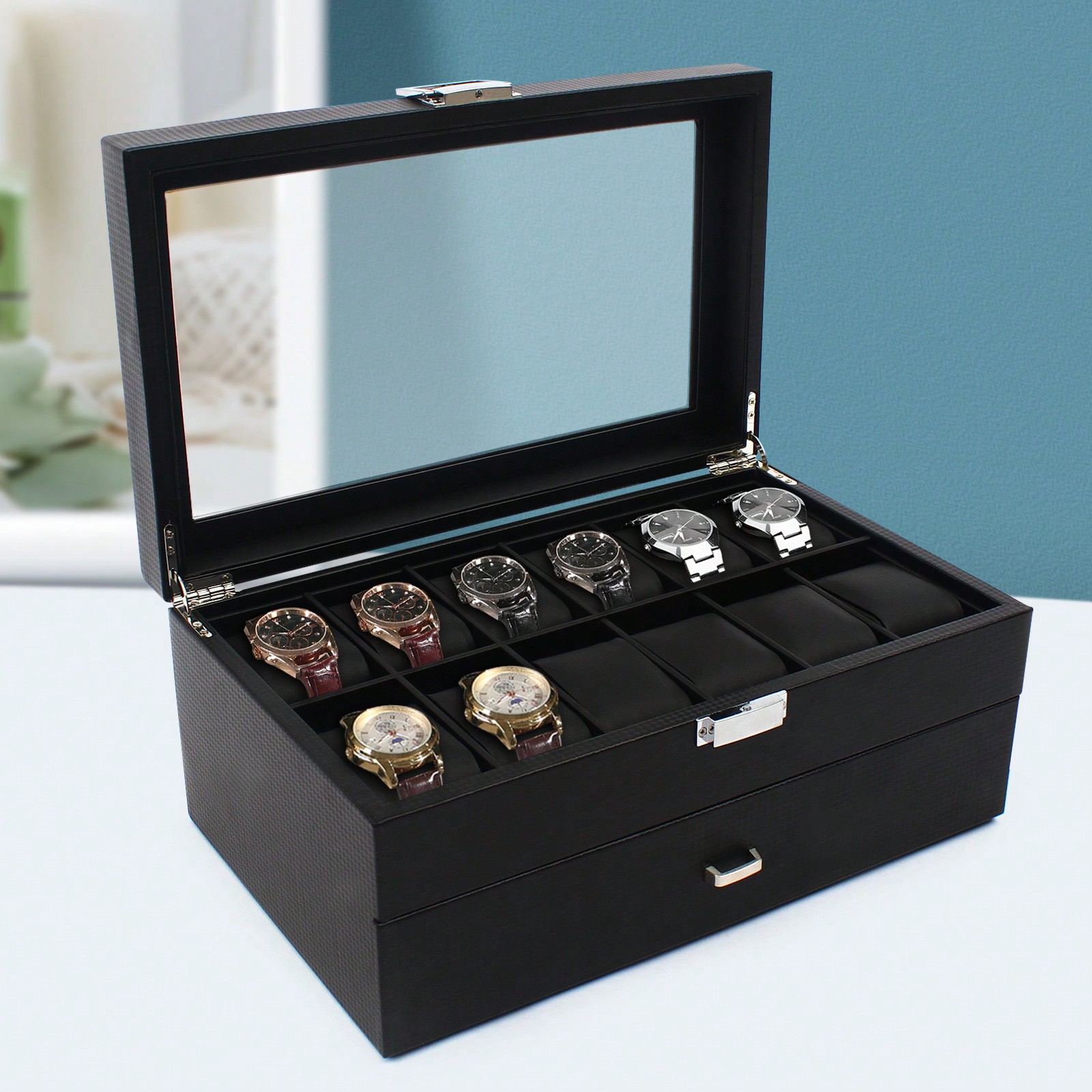 24 Slot Men Watch Display Case - Jewelry Watches For Men 评论和价格