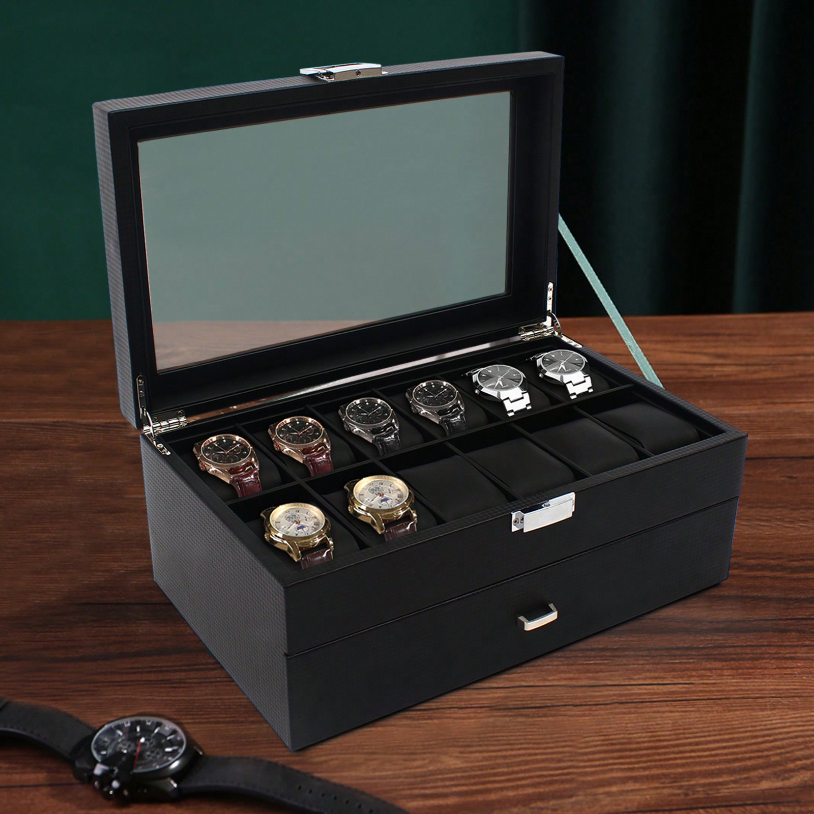 24 Slot Men Watch Display Case - Jewelry Watches For Men 评论和价格