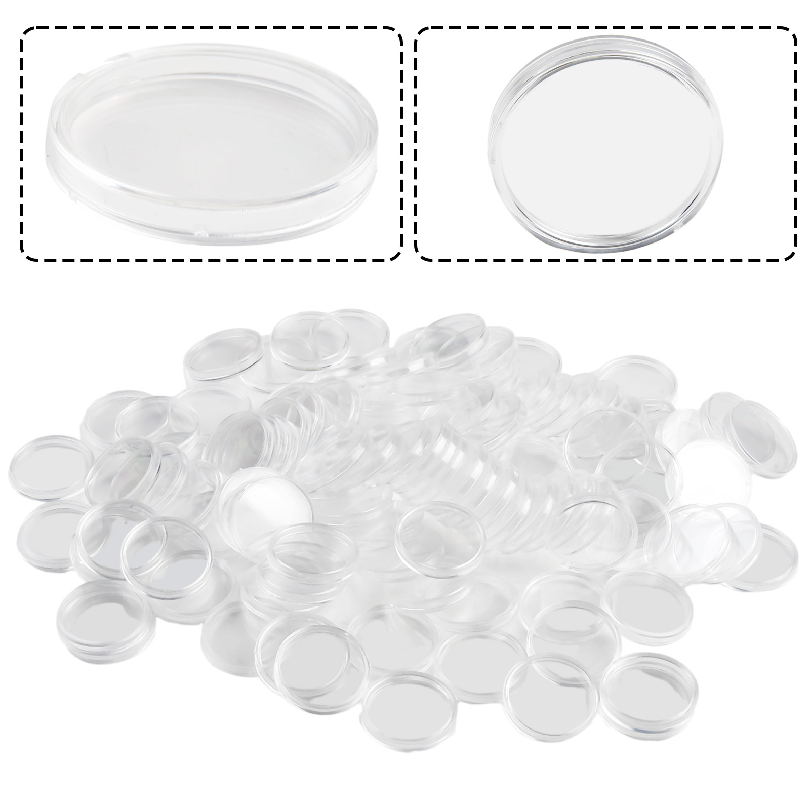 100Pcs Transparent Plastic Rou - Collectors Coins Jewelry & Watches Of Smithtown Reviews 评论和价格