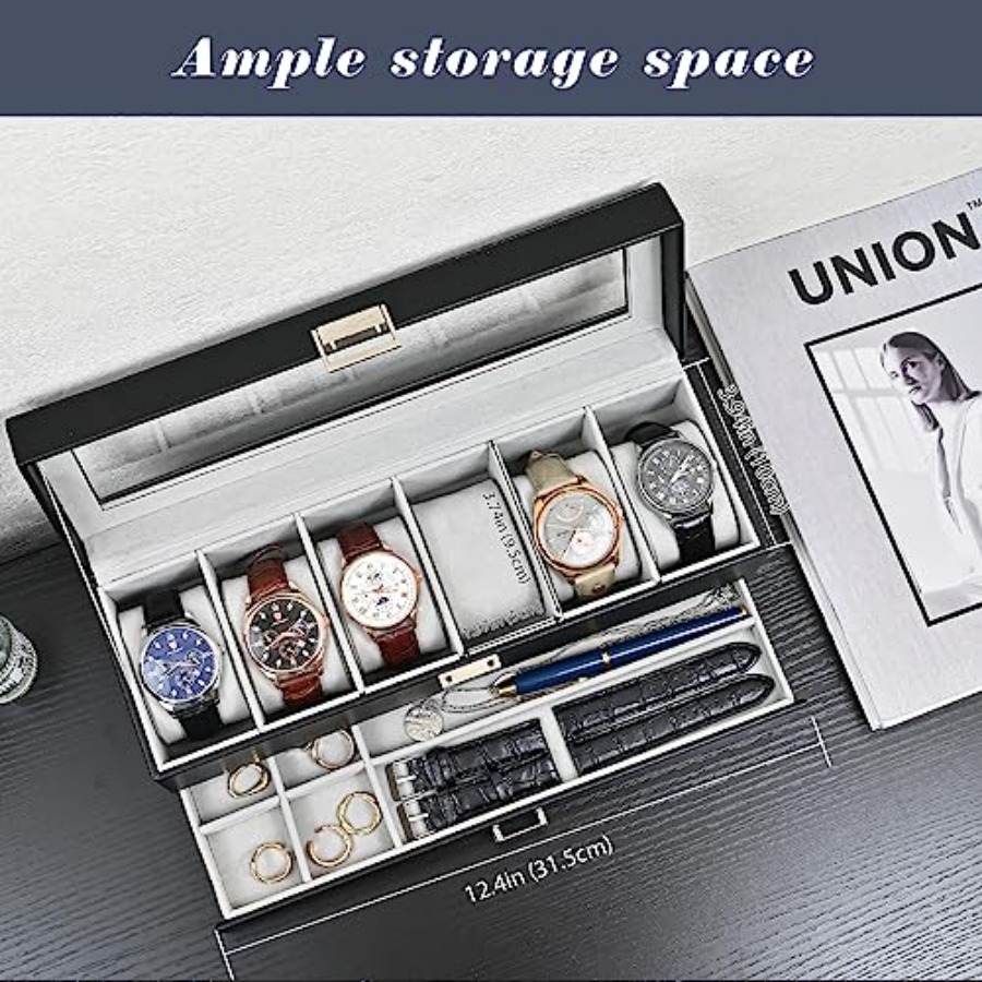 Watch Box, 6 Slot Watches Disp - Jewelry Watches For Men 评论和价格