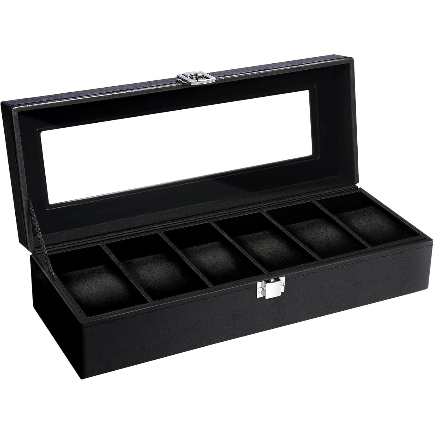 6 Slot Watch Box with Glass Li - Jewelry Watches For Men 评论和价格