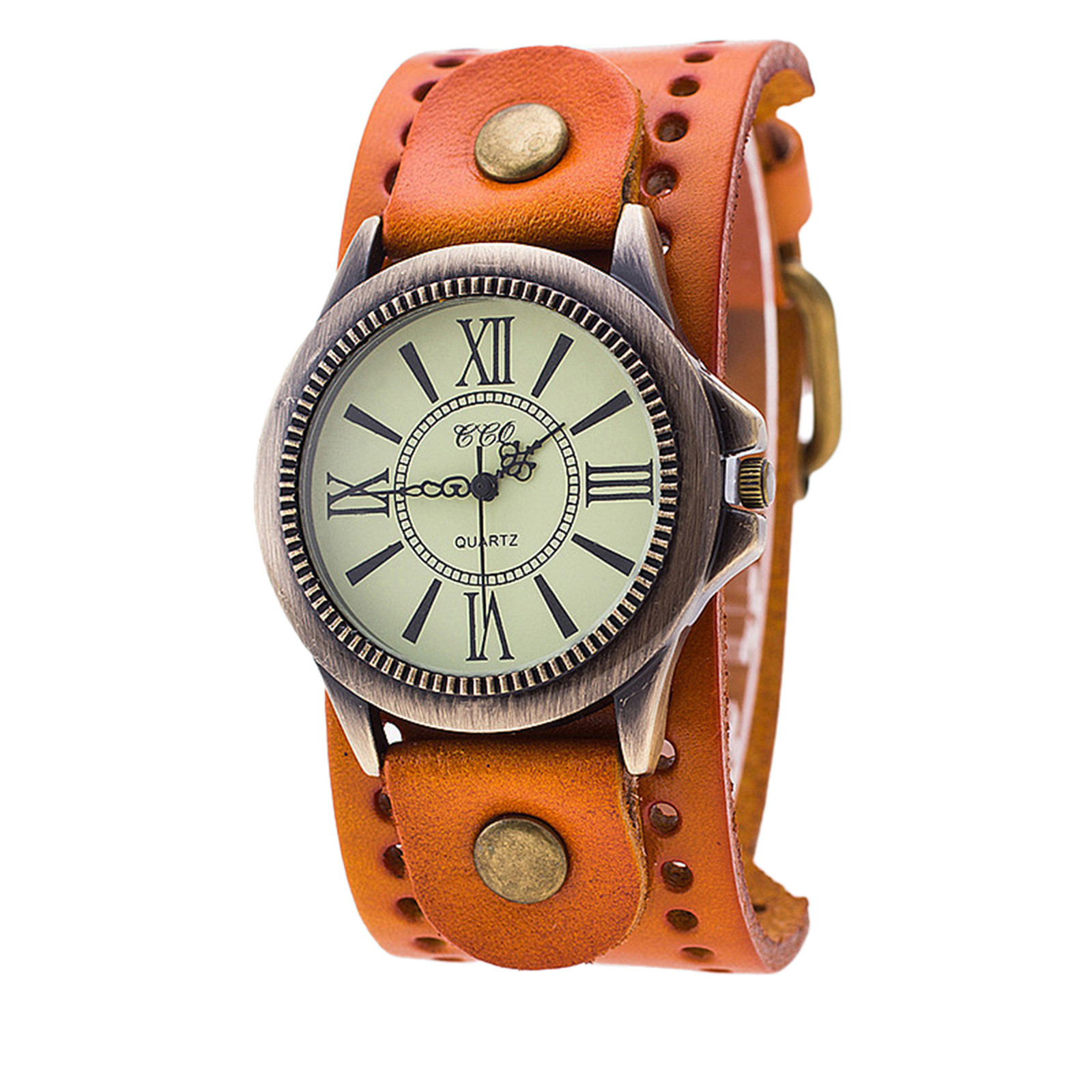 Punk Retro Leather Watch Roman - Vintage Pocket Watch 评论和价格