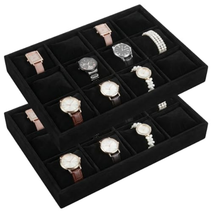 2 PCS Watch Tray, 12 Grid Watc - Jewelry Watches For Men 评论和价格