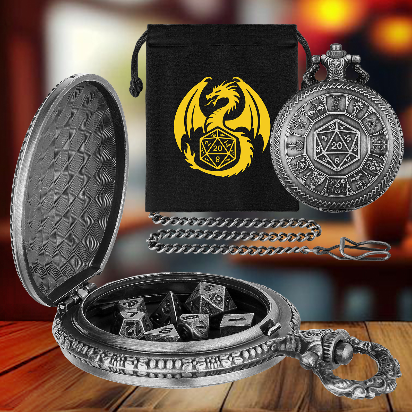 5pcs Metal D20 Polyhedral Dice - Vintage Pocket Watch 评论和价格