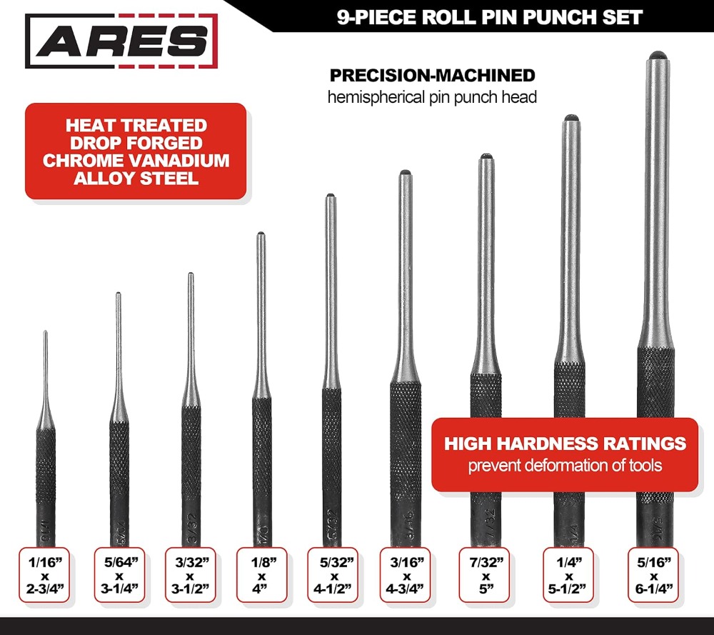 9-Piece Roll Pin Punch Set - H - Jewelry Repair & Watches Reviews 评论和价格