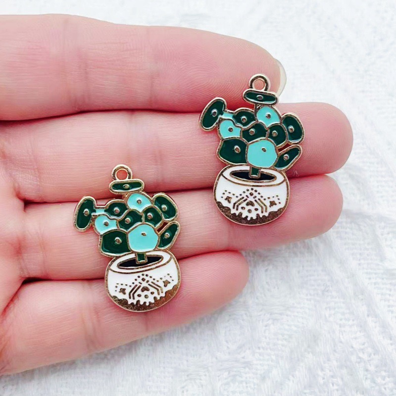 10pcs Cactus Plant Oil Drop Al - Jewelry & Watches Spółka Z Ograniczoną Odpowiedzialnością Sp Z Oo 评论和价格